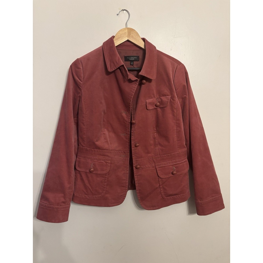 Talbots Women's Pink Velvet Grace Fitโ Blazer Jacket Pockets Lined Size 10 $119